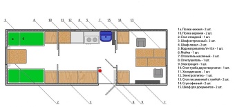 Чертеж Бытовка на 4-х человек с офисом 8000х2500 мм